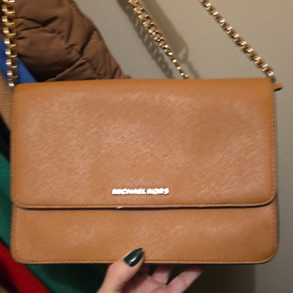 Michael Kors Brown Shoulder Bag with Gold Chain